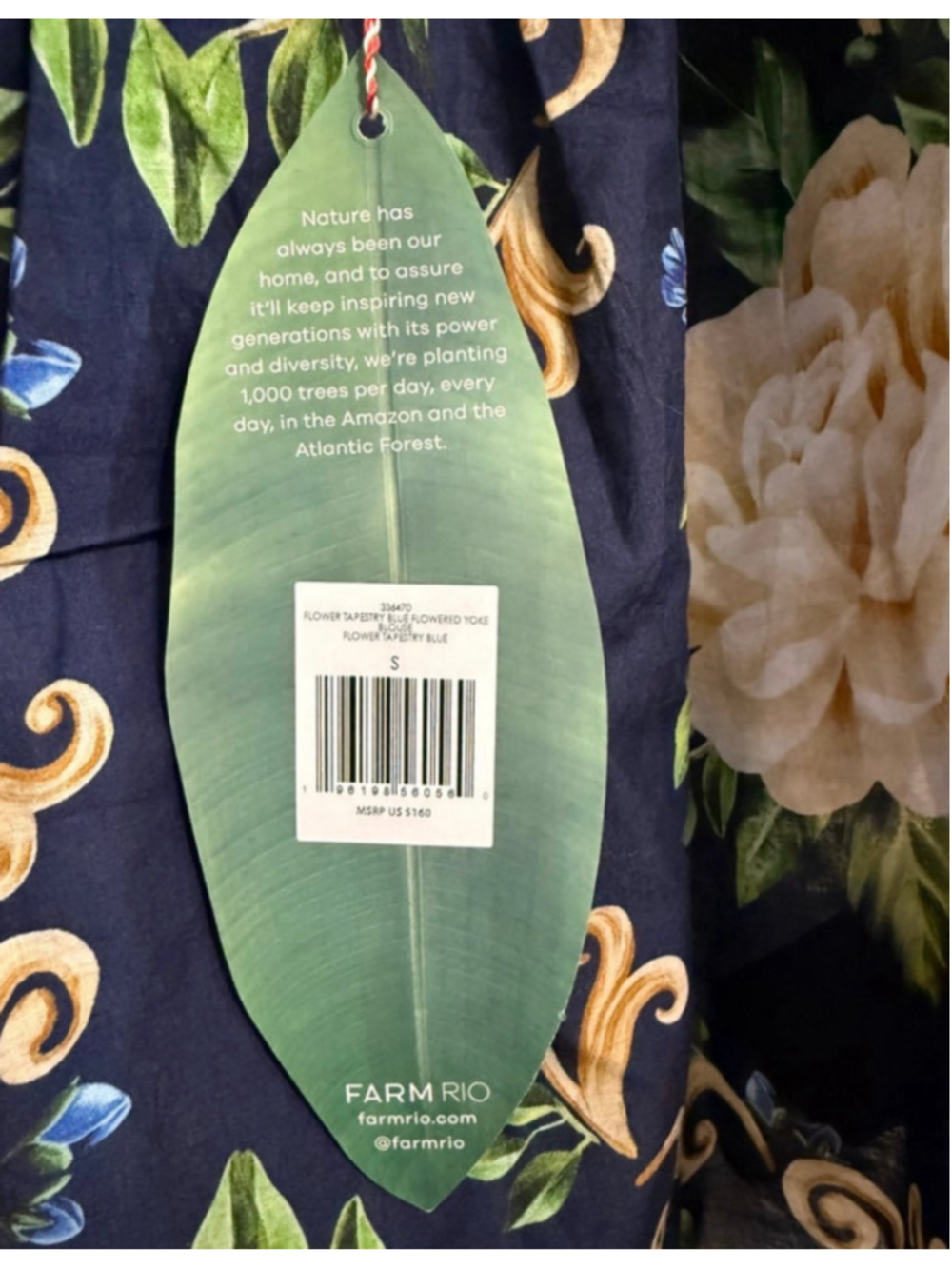 Farm Rio Navy Blue Floral Richelieu Puff
Sleeve Blouse - Picture 2 of 2